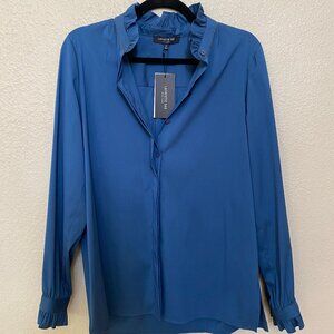 Lafayette 148 New York  kelly italian stretch cotton ruffled trim Blouse/Shirt M